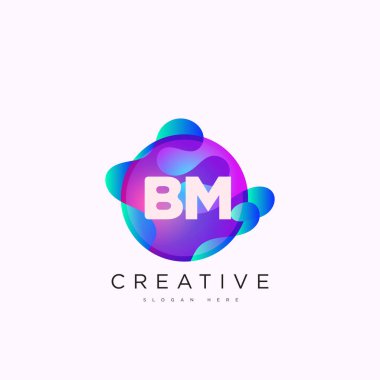 İlk harf BM 3D logo şablonu iş ve şirket kimliği için renkli daire tasarım sanatı