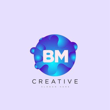 İlk harf BM 3D logo şablonu iş ve şirket kimliği için renkli daire tasarım sanatı
