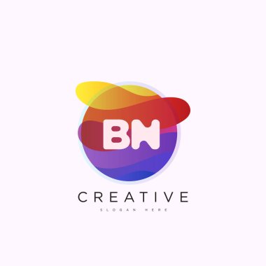 İlk harf BN 3D logo şablonu iş ve şirket kimliği için renkli daire tasarım sanatı