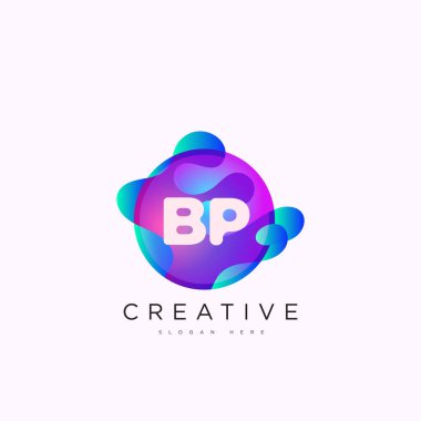 İlk harf BP 3D logo şablonu iş ve şirket kimliği için renkli daire tasarım sanatı