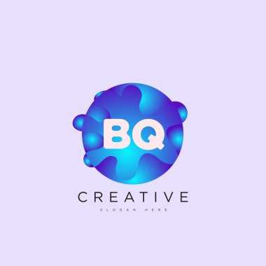 İlk harf BQ 3D logo şablonu iş ve şirket kimliği için renkli daire tasarım sanatı