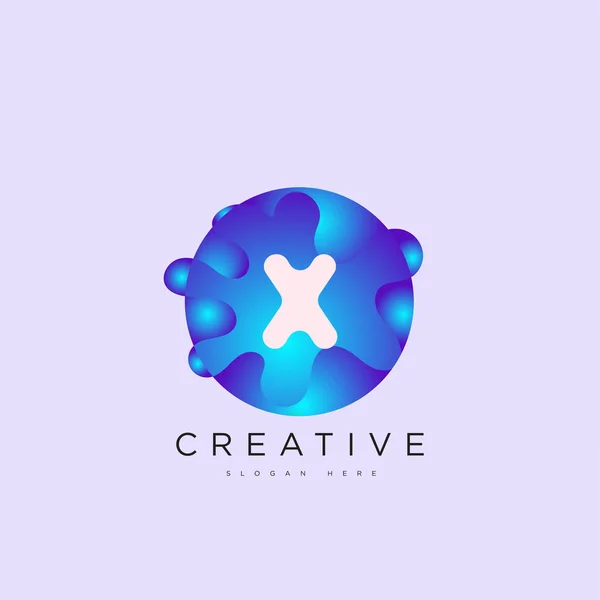 首字母X 3D标志模板彩色圆形球体设计艺术为企业和公司身份 — 图库矢量图片