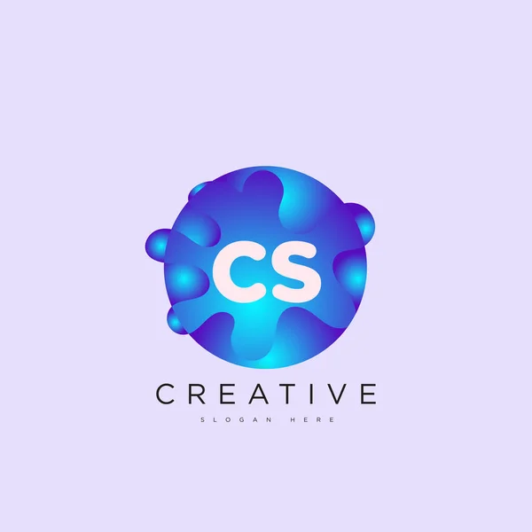 首字母Cs 3D标志模板彩色圆形球体设计艺术为企业和公司身份 — 图库矢量图片