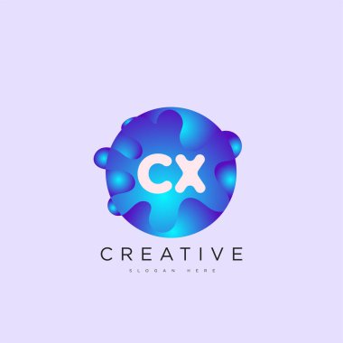 İlk harf CX 3D logo şablonu iş ve şirket kimliği için renkli daire tasarım sanatı