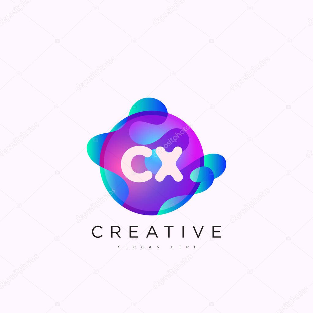 Initial letter CX 3D logo template colorful circle sphere design art for business and company identity