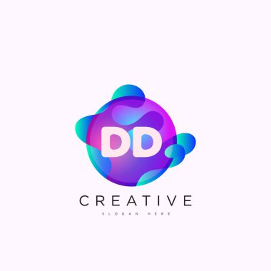 İlk harf DD 3D logo şablonu iş ve şirket kimliği için renkli daire tasarım sanatı