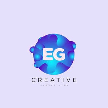 İlk harf EG 3D logo şablonu iş ve şirket kimliği için renkli daire tasarım sanatı