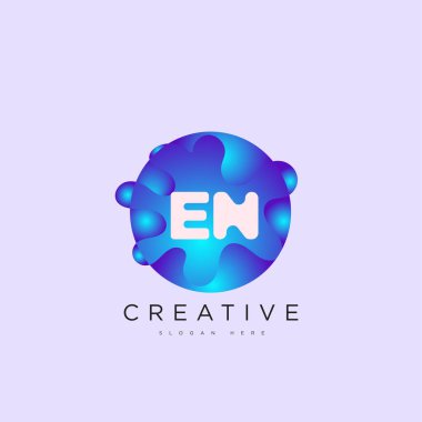 İlk harf EN 3D logo şablonu iş ve şirket kimliği için renkli daire tasarım sanatı