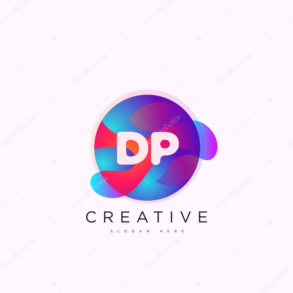 Initial letter DP 3D logo template colorful circle sphere design art for business and company identity