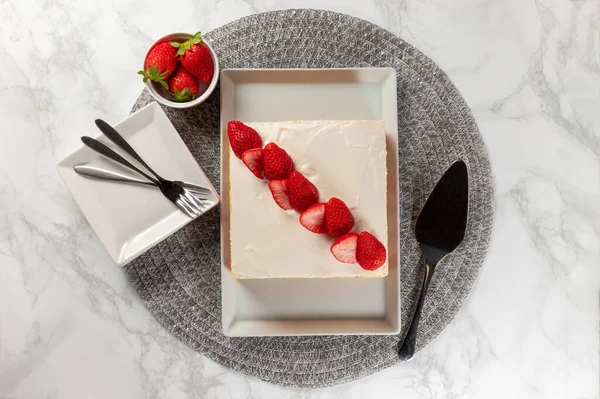 Sponge cake with strawberries and vanilla cream. Strawberry Fraisier cake