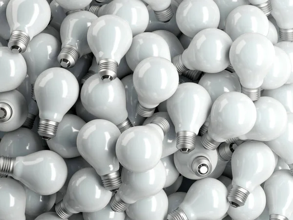 White Light Bulbs Background. Many light bulbs. 3d illustration