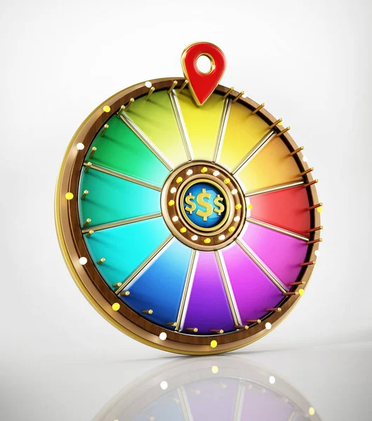 Prize wheel with blank colorful slices isolated on white.