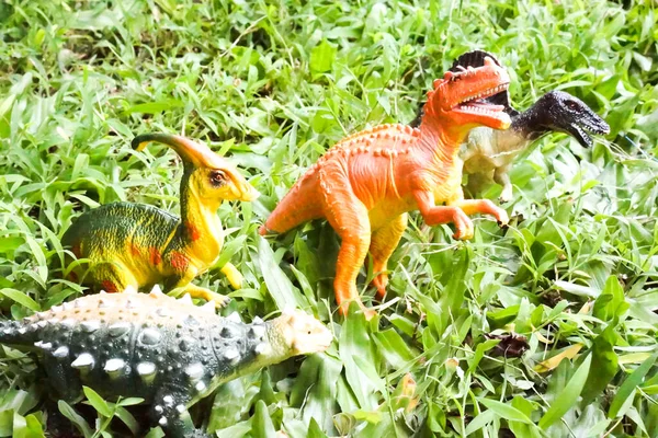 Dinosaurs Toys Rex Spinosaurus Velocipraptor Ankylosaurus — ストック写真