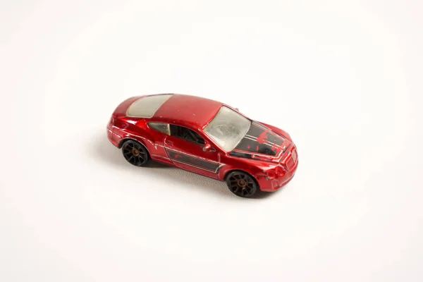 Červená Barva Hot Wheels Auto Hračky Bílém Pozadí — Stock fotografie