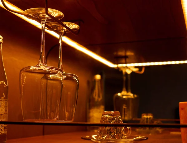 wine glass hanged in the rack in storage box