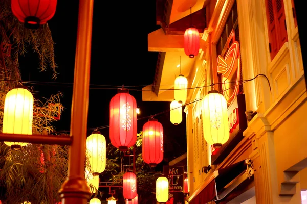 Lampions Chinese Lantern Lights Decoration Hung Street — стоковое фото