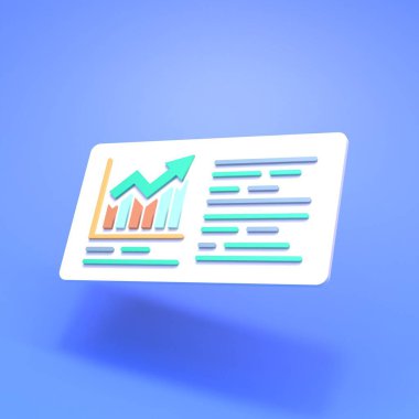 Histogram, metrik rapor veya büyüme grafiği. 3d resimleme.