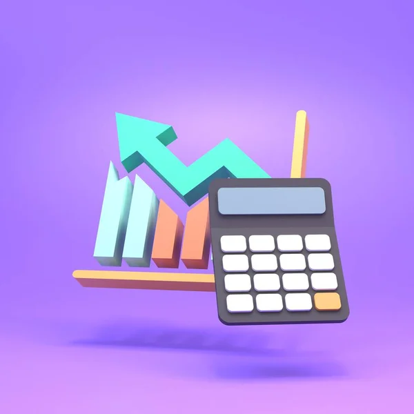 Svart Miniräknare Och Tillväxtdiagram Konvertering — Stockfoto