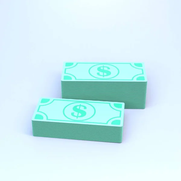 一堆钞票A Stack Banknotes 成堆的美元 3D渲染说明 — 图库照片