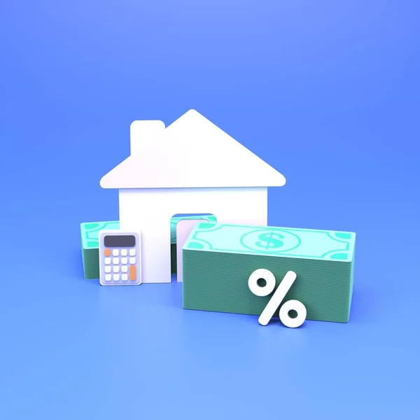 Huispenning Bankbiljetten Het Concept Van Het Kopen Van Een Huis — Stockfoto