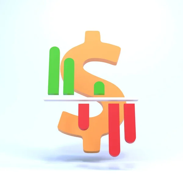 Trading Candles Dollar Sign Render Illustration — Stock Photo, Image