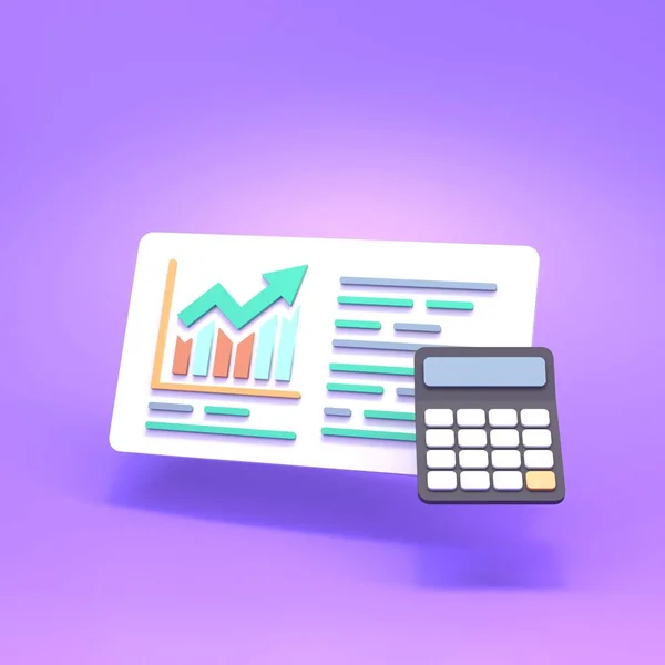 Calculator Chart Form Business Report Concept Rendering — Stock Photo, Image