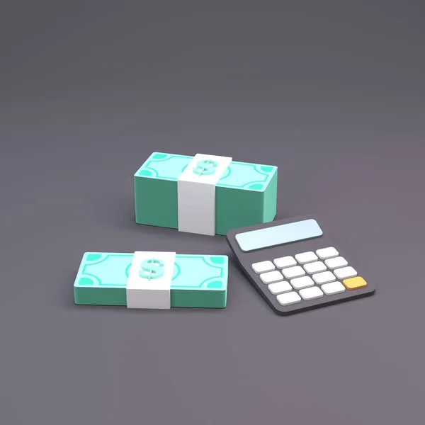 Black Calculator Stack Money Rendering — Stock Photo, Image