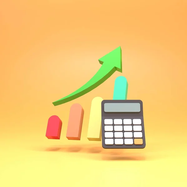 Calculadora Preta Gráfico Crescimento Renderização — Fotografia de Stock