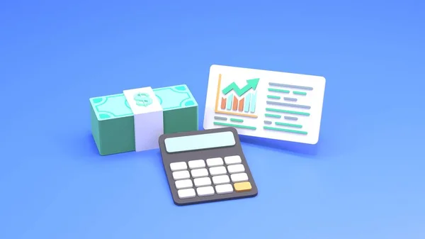 Black Calculator Packs Dollars Rendering — Stock Photo, Image