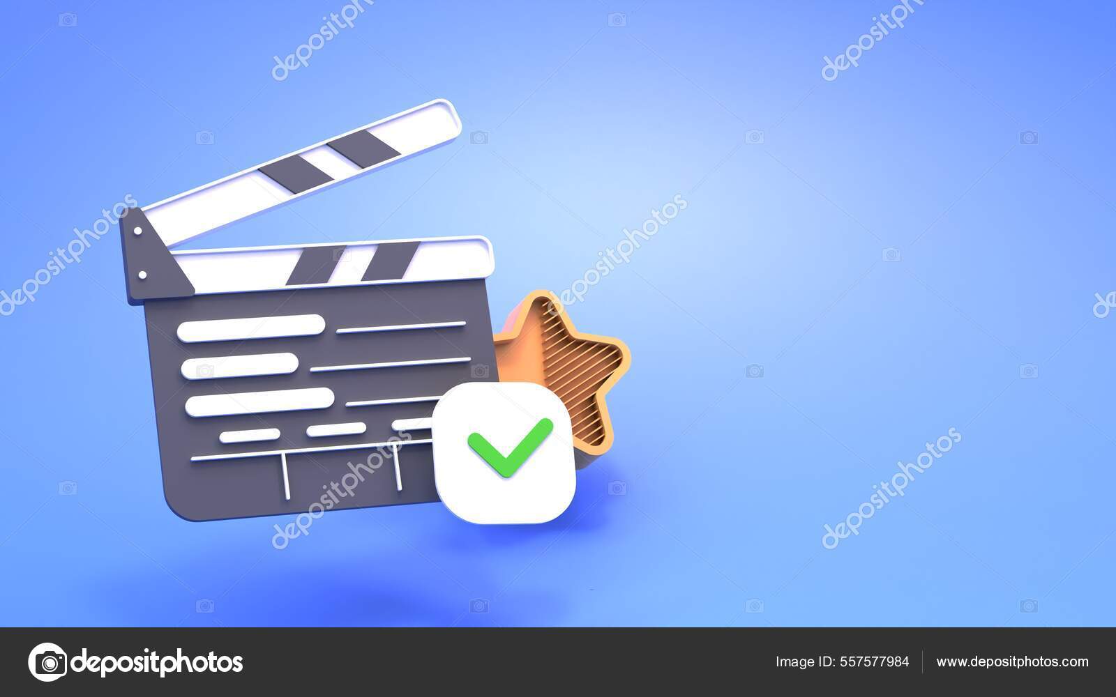 Clapperboard Cinema Blue Background Concept Online Views Ratings