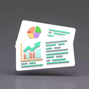 Büyüme grafiğiyle şekillen. İş raporlama kavramı. 3d hazırlayıcı.