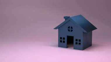 İçinde ışık olan ev ikonu. 3d oluşturma.