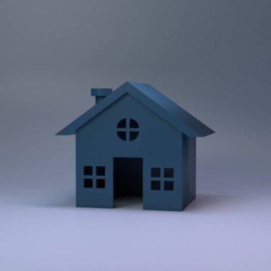 İçinde ışık olan ev ikonu. 3d oluşturma.