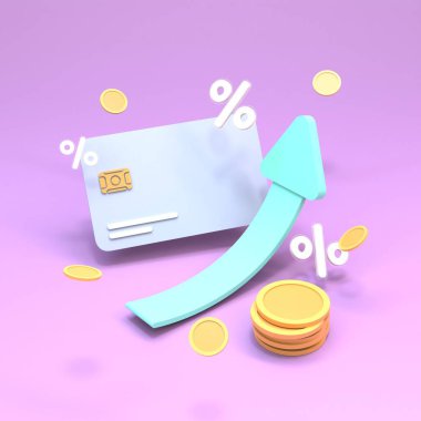 İş konsepti, kazanç artışı. Sunumlar ve kazanç, nakit ödeme ve karlılık konularında haberler için iyi. 3d resimleme