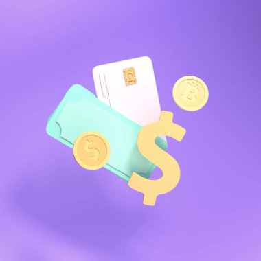 Para biriktirme konsepti. 3d resimleme.