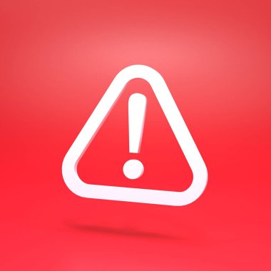 Kırmızı arka planda bir ünlem işareti. 3B görüntüleme