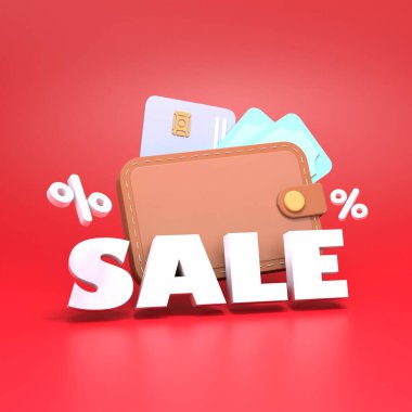 Cüzdanla tasfiye kavramı. 3d resimleme.