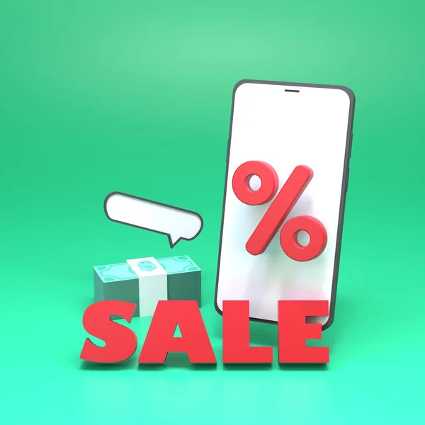 Продаж Відсотки Телефон Візуалізація — стокове фото