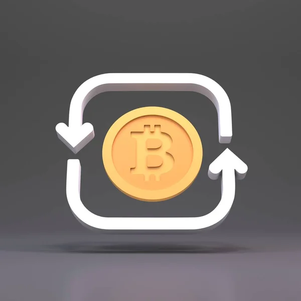 Symbol Wymiany Bitcoinów Renderowanie — Zdjęcie stockowe