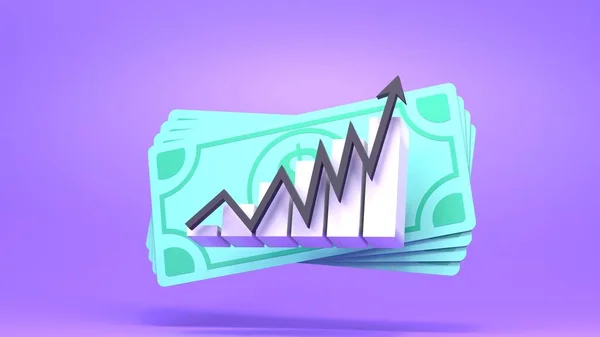Růstový Graf Pozadí Dolaru Vykreslení — Stock fotografie