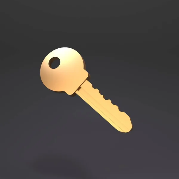 Golden Key Black Background Render — Stock Photo, Image