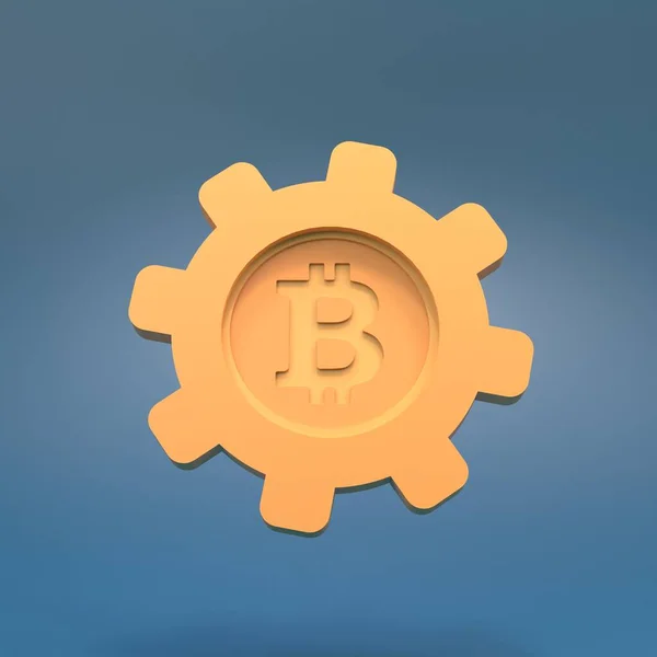 Sprzęt Ikona Bitcoina Renderowanie — Zdjęcie stockowe