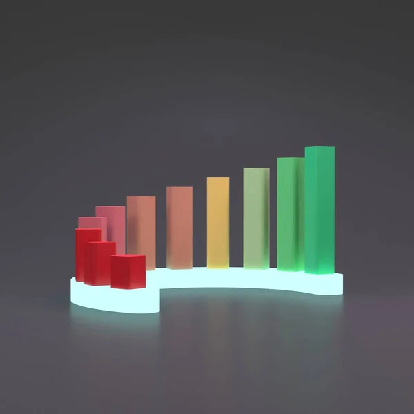 Halvcirkelformat Tillväxtdiagram Från Rött Till Grönt Återgivning — Stockfoto