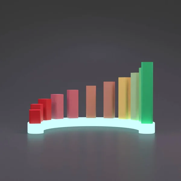 Gráfico Crescimento Semi Circular Vermelho Para Verde Renderização — Fotografia de Stock