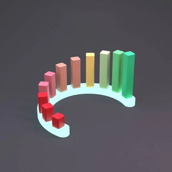 赤から緑への半円形の成長チャート 3Dレンダリング — ストック写真