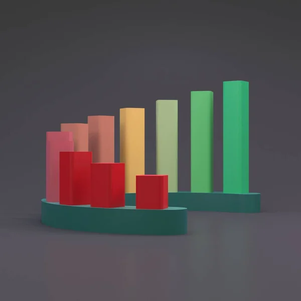 Halvcirkelformat Tillväxtdiagram Från Rött Till Grönt Återgivning — Stockfoto