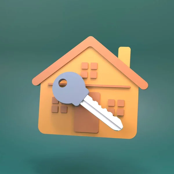 Haus Oder Wohnung Schlüsseldiagramm Und Wachstumshistogramm Immobilienkauf Konzept Darstellung — Stockfoto