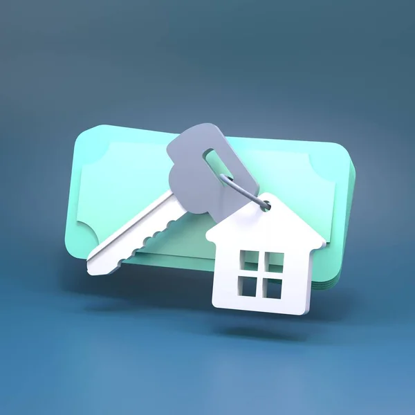 Haus Oder Wohnungsschlüssel Und Dollar Immobilienkauf Konzept Darstellung — Stockfoto