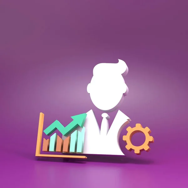 Businessman Icon Growth Graph Concept Growth Indicators Business Render — Stock Photo, Image