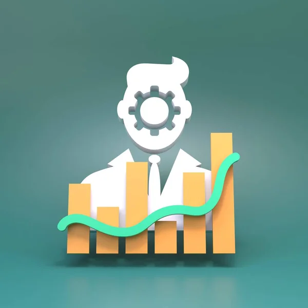 Businessman Icon Growth Graph Render — Stock Photo, Image
